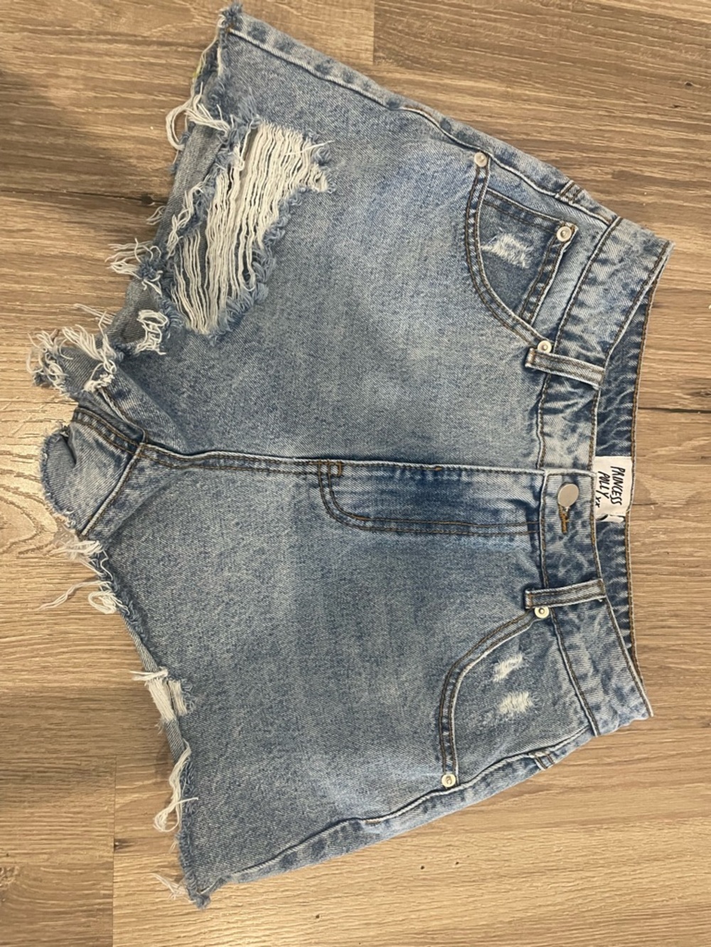 Princess Polly Light Blue Distressed Denim Shorts